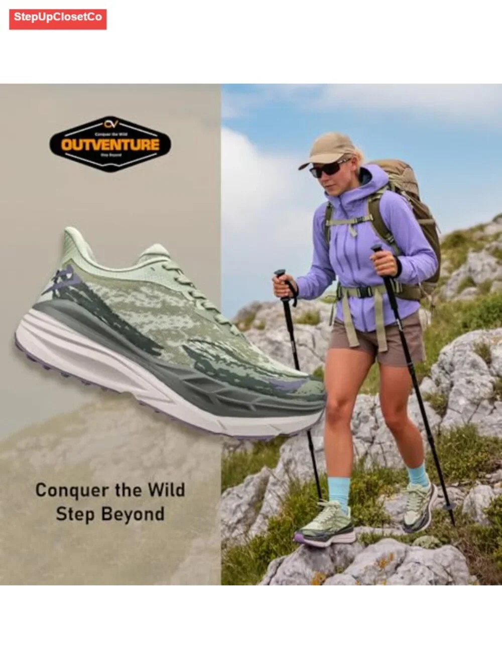 Women's Hiking Shoes Lightweight Breathable Mesh Lace-Up Trail Running Sneakers